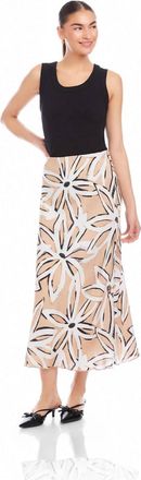 Fifteen Twenty Eva Bias Ankle Skirt In Khaki With Off White Floral Print