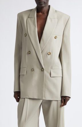 Stella McCartney Double Breasted Wool Boyfriend Blazer in Mist Grey at Nordstrom, Size 44