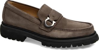 Ferragamo Andover Gancini Bit Lug Sole Loafer in Elefante T.moro Biscotto at Nordstrom, Size 10.5