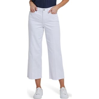 NYDJ Coco High Waist Raw Edge Relaxed Crop Wide Leg Jeans in Optic White at Nordstrom, Size 18