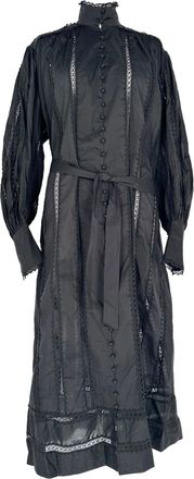 Zimmermann Belted High-Neck Midi Dress in Black Cotton