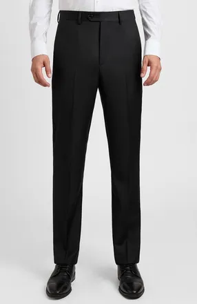 Santorelli Roma2 Super 130s Bi-Stretch Wool Trousers in Black at Nordstrom, Size 36