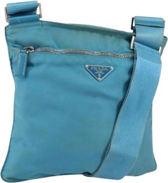 Prada Pre-owned Cross Body Bags, female, Blue, Size: ONE SIZE Pre-owned Nylon Cross Body Bag