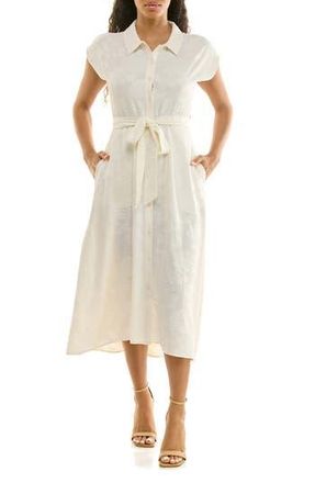 Nina Leonard Floral Cap Sleeve Shirtdress in Ivory at Nordstrom Rack, Size X-Large