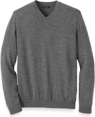 Paul Fredrick Washable Merino Wool V-neck Sweater in Grey at Nordstrom, Size Xx-Large