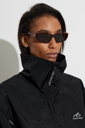 Balenciaga Rectangular Sunglasses With A Tortoiseshell Pattern, Unisex, Brown