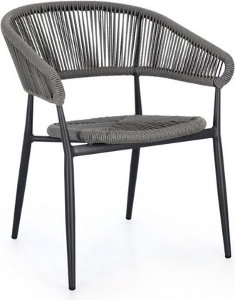 Konte Design Lote de 4 sillas de aluminio antracita y fibra tejida gris