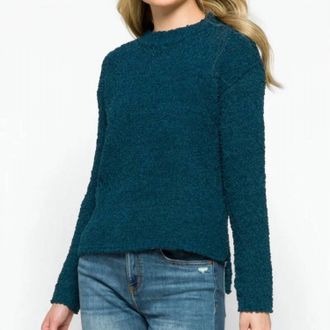 Bobeau Fannie Popcorn Sweater In Teal Green