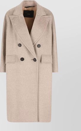 Max Mara longline double-breasted coat featuring leather undercollar