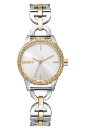DKNY Open Link Bracelet Watch, 26mm in Silver at Nordstrom