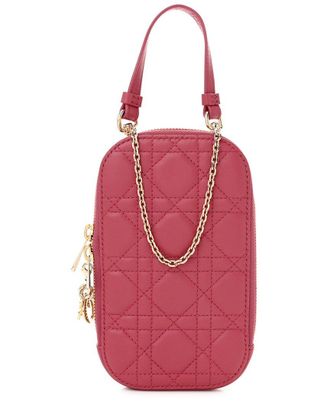 Dior Pink Cannage Leather Lady Dior Phone Crossbody Holder (Authentic Pre- Loved)