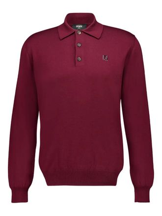 Fendi long-sleeve logo polo shirt - Red