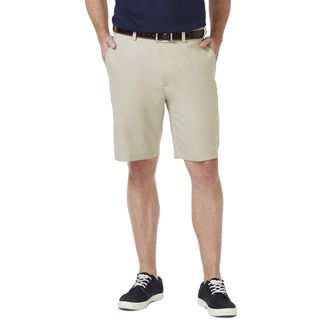 Haggar Mens Cool 18 Pro Straight Fit Flat Front 4-Way Stretch Expandable Waist Short-Big & Tall Sizes, String, 46