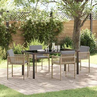 vidaXL Conjunto De Comedor De Jard&iacute;n 5 Pcs Beige Rat&aacute;n Sint&eacute;tico Vidaxl