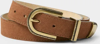 Simons Womens Western D-ring buckle suede thin belt