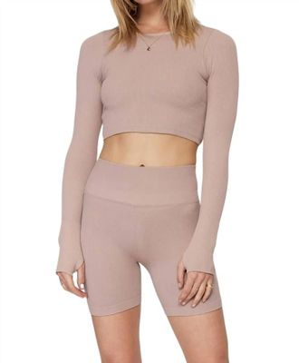 Spiritual Gangster Serene Twist Back Long Sleeve Top In Taupe
