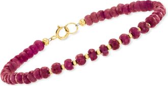 Canaria Canaria Ruby Bead Bracelet in 10kt Yellow Gold