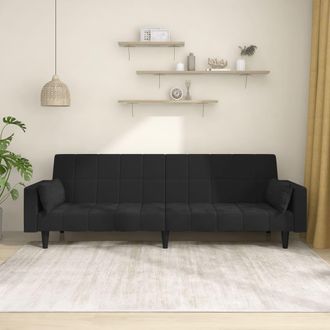 vidaXL Vidaxl - Sof&aacute; Cama De 2 Plazas Con Dos Almohadas Terciopelo Negro