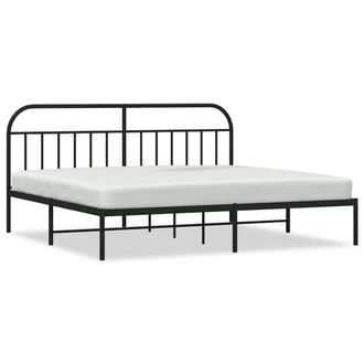 Berkfield Home Metal Bed Frame with Headboard Black 193x203 cm