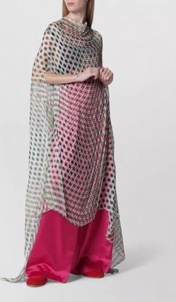 Dries Van Noten dress draped neckline sheer overlay embellishments