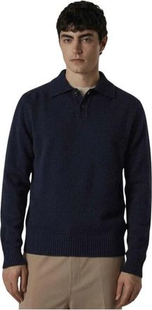 Daniele Fiesoli Df5130 Polo rasata in cashmere blend - Heren - Tops - Blauw - Maat: M Kasjmier