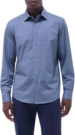 Bugatchi Jimmy OoohCotton Button-Up Shirt in Graphite at Nordstrom, Size Xxx-Large