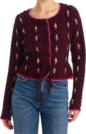 Allison New York Adrienne Cardigan In Burgundy