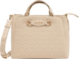 Carlo Colucci Handtas met logo-reli&euml;f - Dames - Handtassen - Beige - ONE Size - Tassen