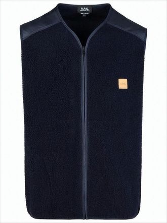 A.P.C. Textured Black Sleeveless Vest With Contrasting Panels