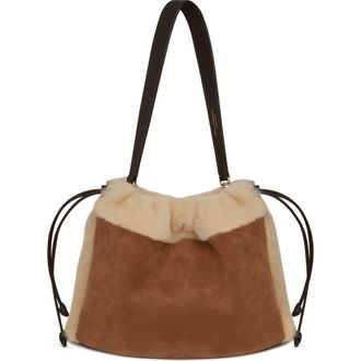 Strathberry Midi Suede & Genuine Shearling Handbag in Tan at Nordstrom