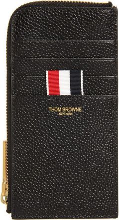 Thom Browne Half Zip Around Pebbled Leather Wallet in Black at Nordstrom