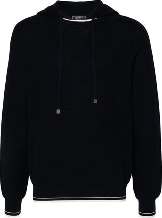 PESERICO striped-edge hoodie - men - Cotton - 50 - Blue