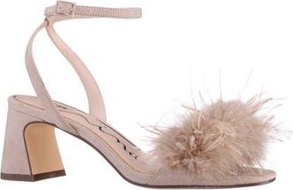 Nina Bev Ankle Strap Faux Feather Sandal in Alamo Tan at Nordstrom, Size 6.5