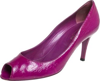 Sergio Rossi Purple Leather Peep Toe Pumps