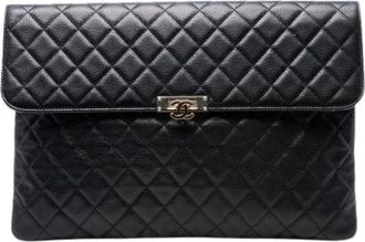 Chanel Pre-owned Clutches, female, Black, Size: ONE SIZE Pre-owned Leather Clutch