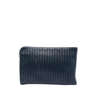 Bottega Veneta Pre-owned Clutches, female, Blue, Size: ONE SIZE Pre-owned Woven Nappa Leather Clutch