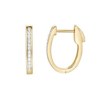 LuvMyJewelry Florisse Channel-Set Diamond Huggie Hoop Earrings in 14K Gold in 14K Yellow Gold at Nordstrom