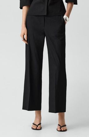 Theory Classic Straight Leg Linen Blend Pants in Black at Nordstrom, Size 00