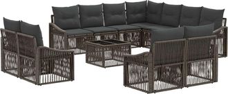 vidaXL Conjunto De Sof&aacute;s De Jard&iacute;n 12 Uds. Gris Rat&aacute;n Sint&eacute;tico Vidaxl