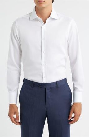 Zanetti Trim Fit Twill Dress Shirt in White at Nordstrom Rack, Size 14.5 - 32/33
