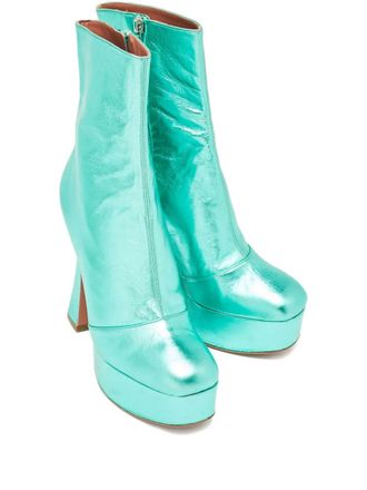Amina Muaddi 140mm platform ankle boots - Green