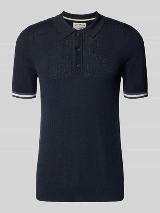 Superdry Slim Fit Poloshirt mit Strukturmuster und Knopfleiste in Marine, Gr&ouml;&szlig;e XXXL
