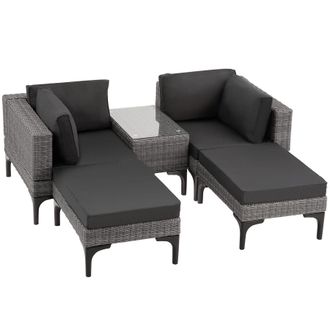 TecTake Rattan lounge set with aluminum frame, Bellaria in Grey | Size: 4 Person