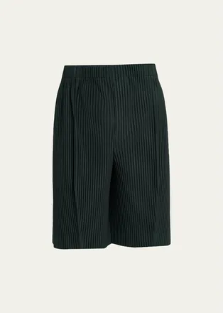 Homme Pliss&eacute; Issey Miyake Mens Lace Grid Pleated Shorts