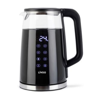 Livoo Bouilloire Digitale - Dod198 - &Agrave; Temp&eacute;rature Variable - Capacit&eacute; 1,7 L - Puissance 1850-2200 W - Corps En Verre Borosilicate