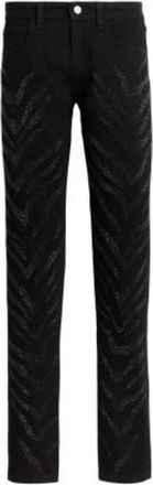 Roberto Cavalli Tonal Tiger Crystal Stripe Trousers, Waist Size 30