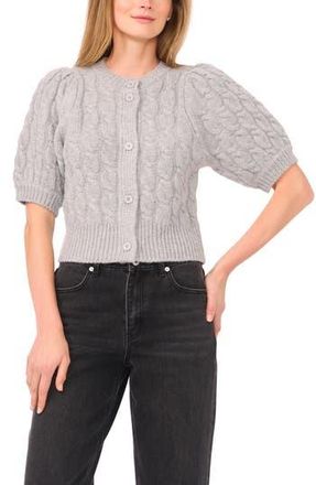 Halogen Puff Sleeve Cable Cardigan in Light Heather Grey at Nordstrom Rack, Size X-Small