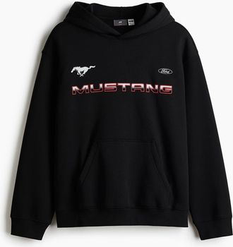 H&M Loose Fit Hoodie in Black/ford at Nordstrom, Size Xxx-Large