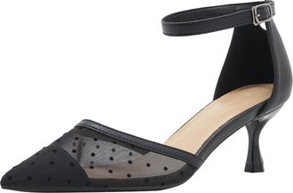 Generic Black,6 UK,Womens Mesh Pumps Pointed Closed Toe Low Heels Ankle Strap Kitten Heel Formal Work Office Comfortable Dress Shoes