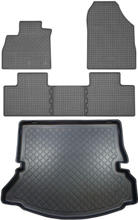 OEM Renault Grand Scenic Iv Van (5 Puertas) Desde Diciembre De 2016. Juego: Alfombrillas De Goma Para Coche + Alfombrilla Para Maletero